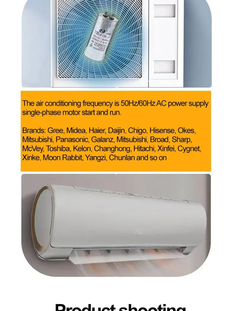 20UF25UF30UF 35UF 40UF 45UF 50UF 55UF 60-100UF CBB65 Air Conditioner Capacitor Compressor Motor Runs Starting Capacitor 450VAC