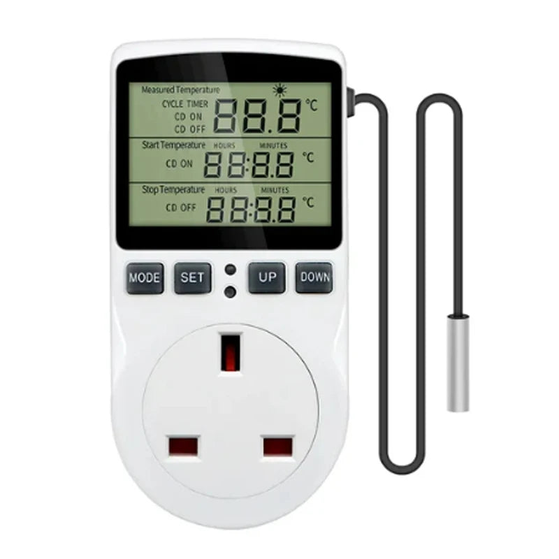 Timer Socket Digital Thermostat 220v Temperature Controller Socket Outlet With Timer Switch Cooling Heating Temperature Sensor