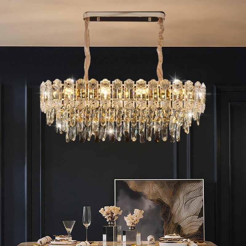Modern Living Room High Ceiling Chandelier Crystal LED Chandelier Designer Nordic Dining Room Lamp Lighting