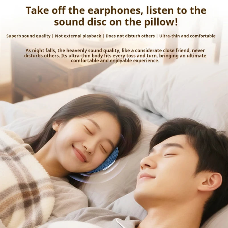 Bluetooth 6.0 Pillow Speaker for Sleeping, Ultra-Thin Under Pillow Sound Machine with White Noise HiFi Stereo Audio