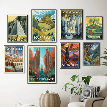 Tolkien Wall Art Canvas Painting Middle Earth Landscape LOTR Posters and Prints Wall Pictures Travel Gift Living Room Home Decor